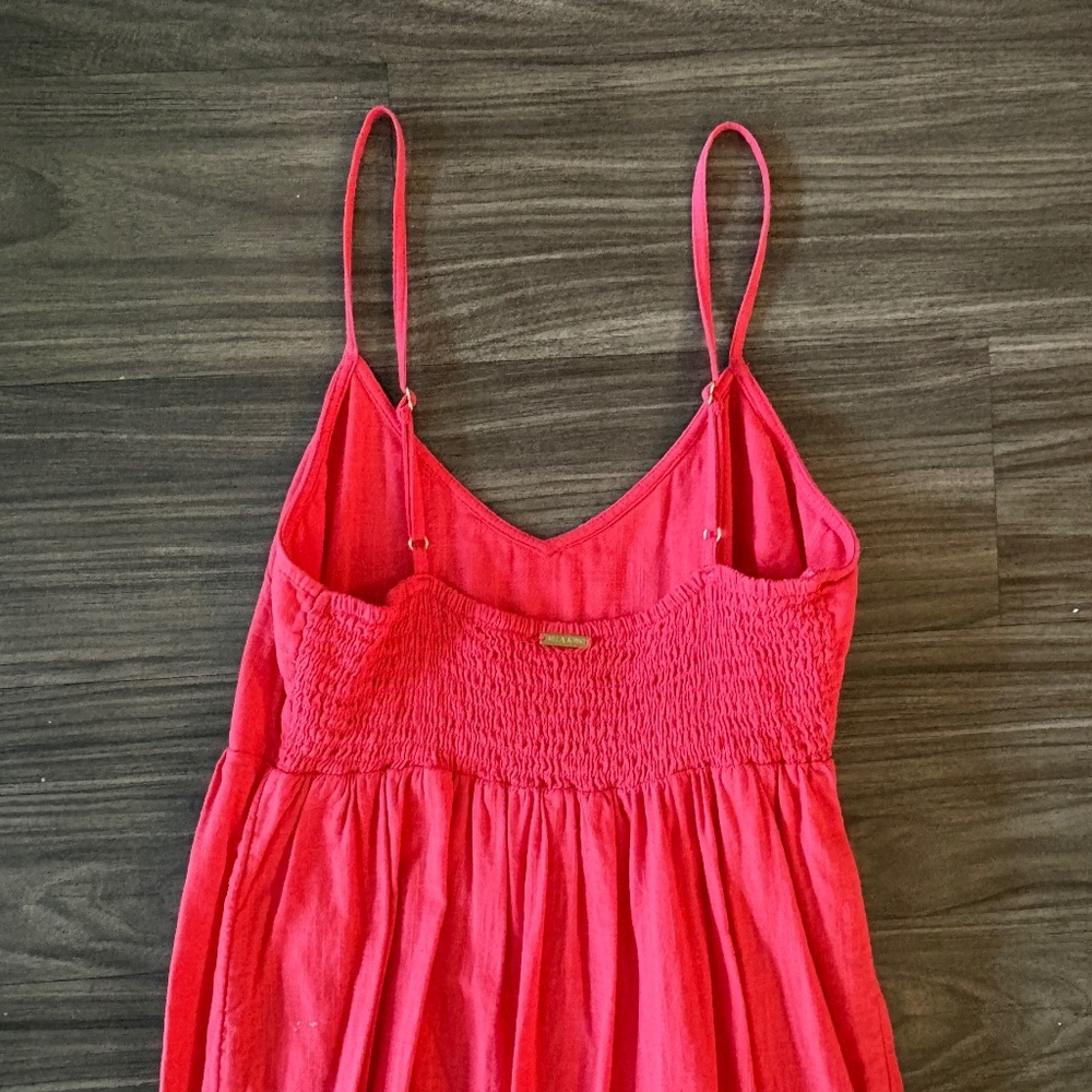 Billabong Dance Away Red Cotton Maxi Dress V-neckline - Picture 5 of 11